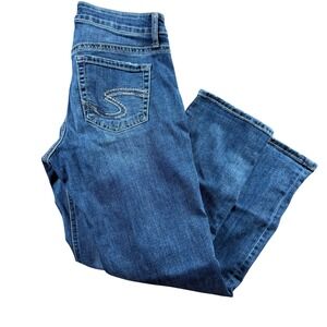 Silver Jeans Elyse Capri Medium Wash Blue Denim Jeans womens 27 cropped ankle